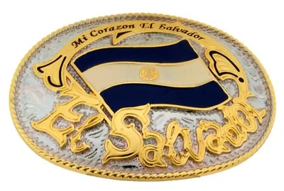 Bandera de El Salvador Hebilla Cinturón Salvadoreños Nacional Madre Aniversario Día Regalos Foto 1 de 4