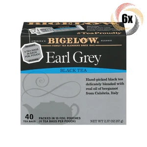 6x Boxes Bigelow Earl Grey Natural Black Tea | 40 Tea Bags Per Box | 2.37oz - Picture 1 of 2