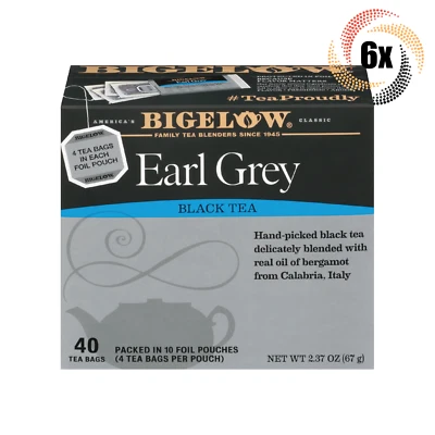 6x Cajas Bigelow Earl Gris Té Negro Natural | 40 Bolsas de Té por Caja | 2.37oz Foto 1 de 2