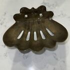 vintage ANTIQUE BATHROOM HARDWARE SOLID BRASS CLAM SHELL SOAP DISH BEACHY