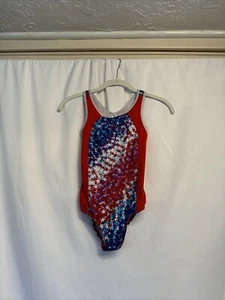 Danskin Now Girls Sz 7/8 M Swim Suit Red White Blue Stars - Picture 1 of 1