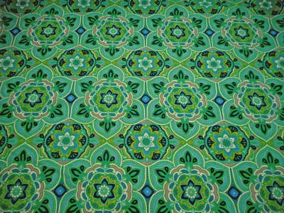 Floral Fabric 1 1/4 Yard Green Blue Yellow White Tan Floral Premium Cotton #C - Image 1 of 2