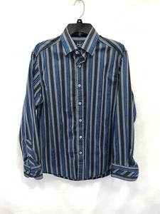 Indigo Palms Shirt Mens Medium Multicolor Long Sleeve 100% Cotton Striped - Picture 1 of 16