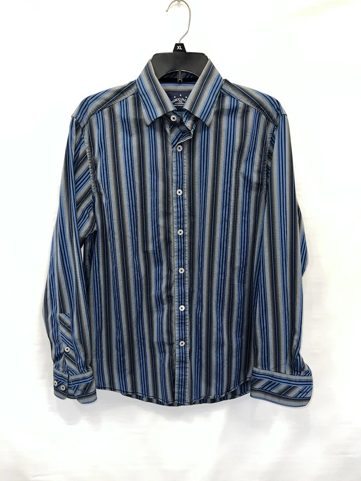 Indigo Palms Shirt Mens Medium Multicolor Long Sleeve 100% Cotton Striped - Image 1 of 4