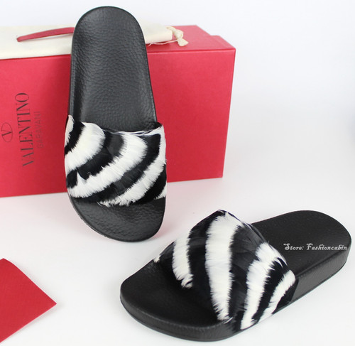 NUOVO SANDALO VALENTINO con slide in piuma Audace look zebrato per resort e lounge 35 euro