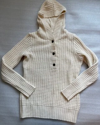 GAP, JUVENIL TALLA M, MARFIL CABLE TEJIDO HENLEY SUDADERA CON CAPUCHA SUÉTER, MEZCLA DE ALGODÓN, NUEVO SIN ETIQUETAS Foto 1 de 4