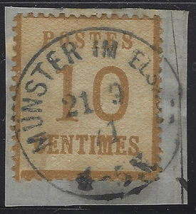 DIV-24-7-3: Cachet à date allemand Munster im Elsass sur n°AL5b (burelage renver - Imagen 1 de 1