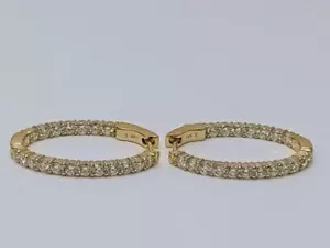 14K Yellow Gold APX 1 4/5 CTW Lab Created Round Diamond Hoop Earring (ML1076003) - Picture 1 of 5