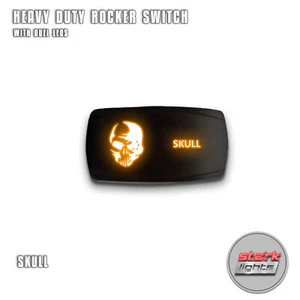 ORANGE HORIZONTAL LED Rocker Switch 5 Pin Dual Light 20A 12V ON / OFF - SKULL - Picture 1 of 6