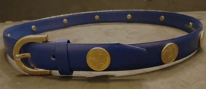 Vtg Women's Sm Arrivanto Blue Genuine Snakeskin Gold Medallion Concho Belt - Picture 1 of 10