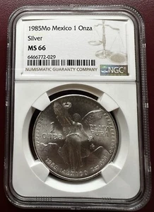 Ronda de plata 1985-Mo México Libertad 1 Onza NGC MS66 1 oz .999 % - Imagen 1 de 2