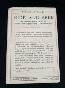 Christopher Morley "Hide and Seek" First Edition, 1920, George H. Doran Publish - Foto 1 di 12