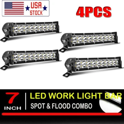 4x 7 pulgadas 800W LED barra de luz de trabajo punto de inundación combo lámpara antiniebla todoterreno conducción camión Foto 1 de 4