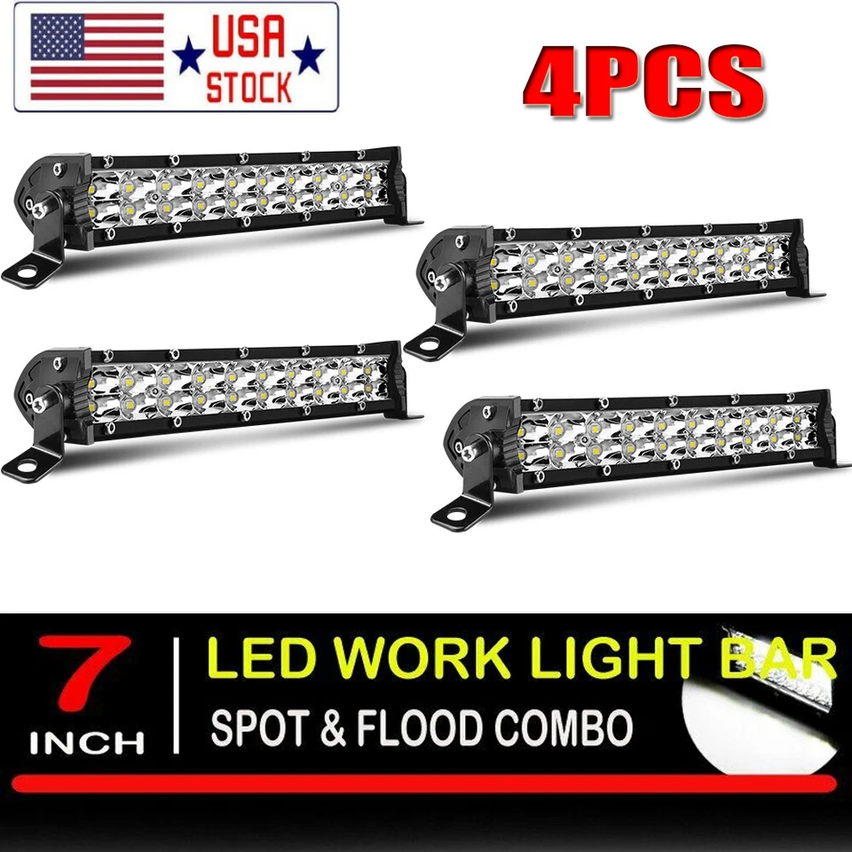 4x 7 pulgadas 800W LED barra de luz de trabajo punto de inundación combo lámpara antiniebla todoterreno conducción camión Foto 1 de 4