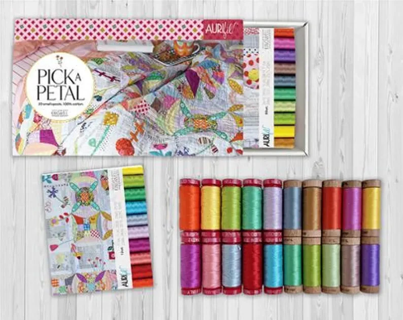 AURIFIL PICK A PETAL JEN KINGWELL 20 SMALL SPOOLS COTTON 12 WT & 80 WT - Image 1 of 1