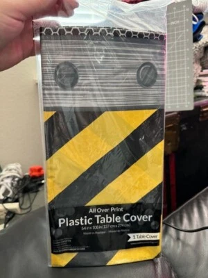 Construction Birthday Zone Party Tablecover Plastic 54 X 108” Tableware Supply - Image 1 of 2