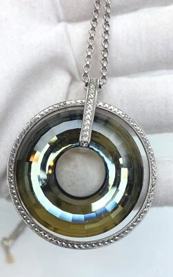 Ralph Lauren 24 英寸施华洛世奇水晶扣圆形吊坠项链 925 银  — 第 1/4 张图片