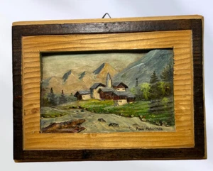 Signed 1952 Paul Mchin Wood Carved Hand Painted Wall Art Garmisch Germany 9.5x7” - Picture 1 of 3