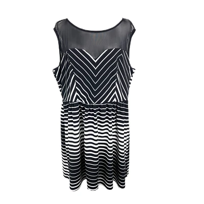 Trixxi Dress Women 22W Plus Size Sleeveless Fit & Flare Mesh Stretch Knee Length - Image 1 of 4