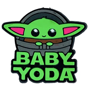Crocs Jibbitz Garden Shoes Baby Yoda Grogu Star Wars Pram Spellout Rubber Charm - Picture 1 of 5