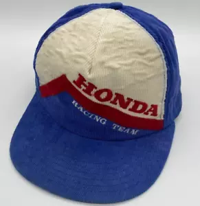 Honda Racing Team F1 Corduroy Trucker Cap Hat Snapback Blue Rare Vintage JAPAN - Picture 1 of 10