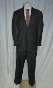 Polo Ralph Lauren Corneliani Charcoal Gray Striped Two Button Suit 42L - Picture 1 of 20