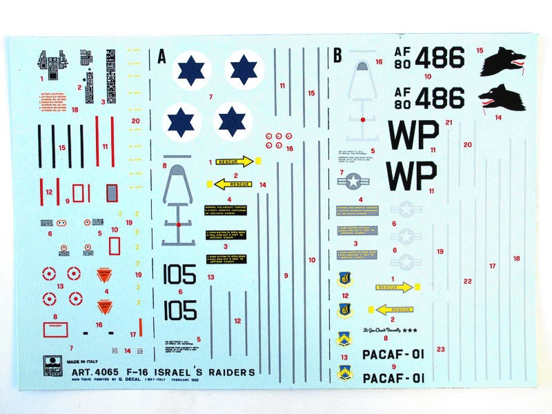 Esci 4065 Vintage Decals F-16A Fighting Falcon 1:48 modellismo - Immagine 1 di 1