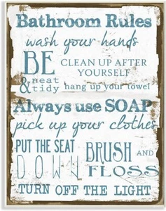 Stupell Home Décor Brown and Blue Classic Bathroom Rules 10x15, Wall Plaque  - Picture 1 of 5