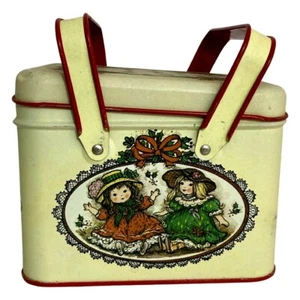 Vintage Potpourri Press Christmas Tin Canister with Handles Made in USA Girls - Picture 1 of 9