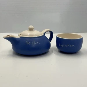 Vintage Retro Fosters Studio Pottery Blue & White Bowl + tea pot Heston. - Picture 1 of 23