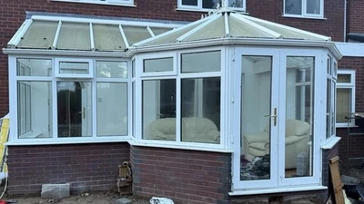 Conservatory White UPVC with French Doors - Image 1 of 2