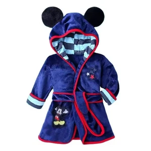 Kids Mickey Ears Plush Fleece Pajama Robe, Warm Loungewear Sleepwear, Size 4T - Picture 1 of 2