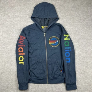 Sudadera con Capucha Aviator Nation Cremallera Completa Niños Talla 10 Logo Carbón Venecia CA Surfer - Imagen 1 de 11
