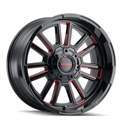 Llanta Mayhem Apollo 20x9 20" negra con rojo prisma 8x170 0 mm para Ford F250 F350 Foto 1 de 4