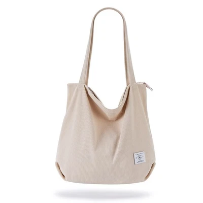 Bolso de Mano de Pana para Mujer - Bolso de Hombro de Gran Capacidad con Bolsillos Foto 1 de 4