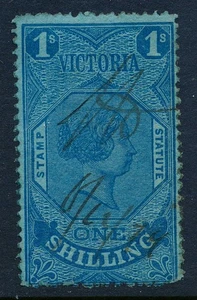 1871 Victoria, Australia used fiscal, revenue stamp 1/, BF9B, perf 12.5 - Picture 1 of 4