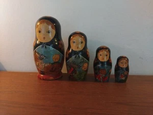 VINTAGE RUSSIAN DOLL X4,  HANDPAINTED,  ANIMALS - Picture 1 of 24