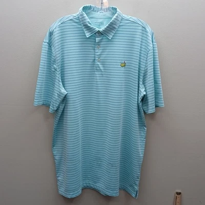 Polo de golf Masters Tech para hombre a rayas manga corta rendimiento deportivo azul grande Foto 1 de 4