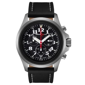 Armourlite AL802 Chronograph Uhr Leder, schwarzes Zifferblatt schwarzes Leder - Bild 1 von 1