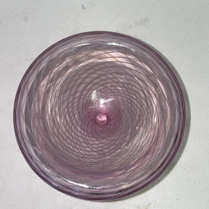 Vtg Hand blown double wall pink/white swirl art glass Eclipse bowl 5.5 By 2.75 - Picture 1 of 5