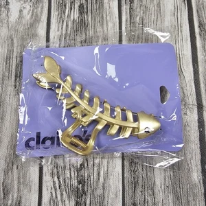 NEW! Claires Metal Gold Fish Bone Large Hair Clip Accessory - Picture 1 of 5