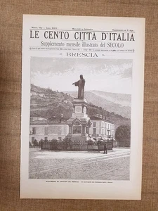 Le Cento Città d'Italia 25 settembre 1889 Brescia Il Secolo Sonzogno Ristampa - Picture 1 of 1