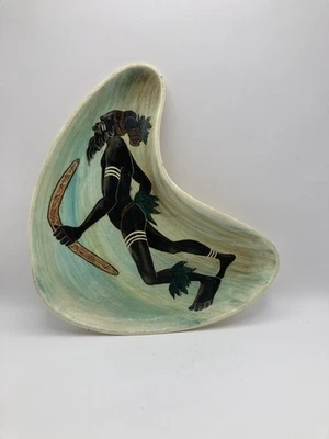 Martin Boyd 陶器 大号 Boomerang 形状板 手绘 签名 12 罕见 — 第 1/4 张图片