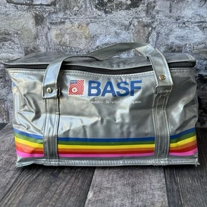Bolso de hombro vintage de vinilo con cinta de audio y video cromada BASF - Imagen 1 de 8