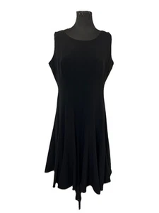 Women’s Calvin Klein Plus Fit & Flare Dress Black Sz 14 Preppy Lined Sleveless - Picture 1 of 6