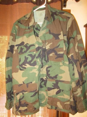 US Army USGI Woodland Camo military BDU HOT WEATHER Combat Coat Sz MED REGULAR - Image 1 of 4