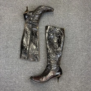 CYDWOQ Vintage Brown Leather Handmade USA Made Zip Tall Heel Boot 36,5 EU / 6 US - Bild 1 von 17