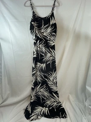 Woman’s Small Black & White Palm Hawaiian Maxi Resort Dress Tiana B New  - Image 1 of 4