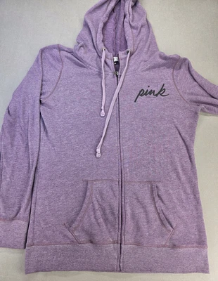 Sudadera con Capucha Victoria's Secret Rosa Púrpura Cremallera Completa Mediana Ligera Terrycloth Foto 1 de 4