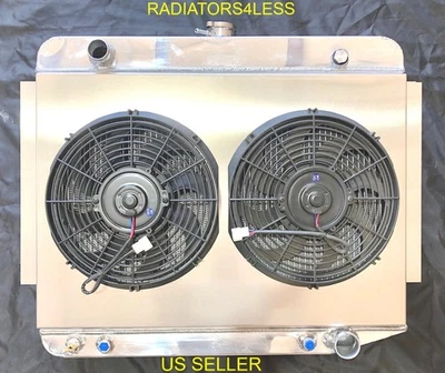 CHAMPION 4 ROW ALUMINUM RADIATOR SHROUD 12" FANS 70-78 DODGE D100 TRUCK VAN - Image 1 of 3